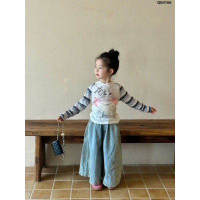 QG4166 QUẦN JEAN ỐNG RỘNG BÉ GÁI