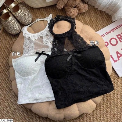 AM13049  ÁO REN CỔ YẾM KÈM BRA