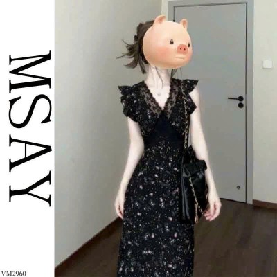 VM2960  VÁY HOA NHÍ DÁNG DÀI