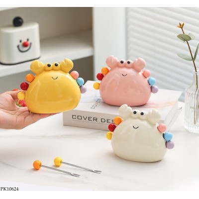 PK10624 HỘP CẮM NĨA TRÁI CÂY HÌNH CUA NHỎ DỄ THƯƠNG