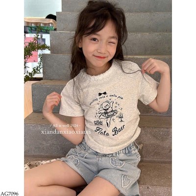 AG7096 ÁO THUN CỔ BÈO CHO BÉ GÁI