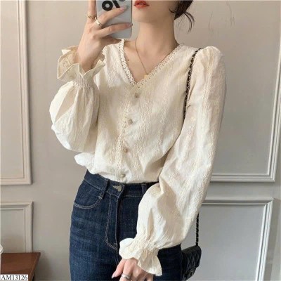 AM13126 ÁO SƠ MI CỔ V DÀI TAY