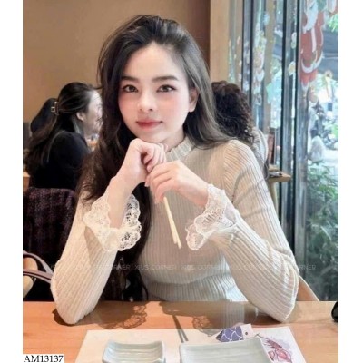 AM13137 ÁO LEN PHỐI REN CHO NỮ