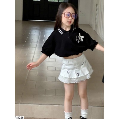 V8248 CHÂN VÁY TRẮNG PHỐI REN BG