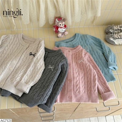 AG7121 ÁO LEN CARDIGAN THÊU NƠ NINGLI BG