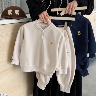 ST6165 BỘ NỈ THÊU BÉ TRAI