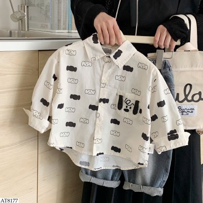 AT8177 ÁO SƠ MI HỌA TIẾT CHÚ CÚN BT
