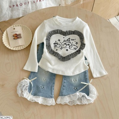 SG10917 SET ÁO DÀI TAY MIX QUẦN JEAN NINGLI BG