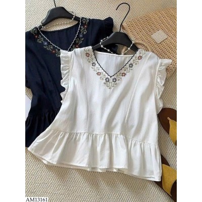 AM13161 ÁO SÁT NÁCH THÊU HOA CỔ ANNA