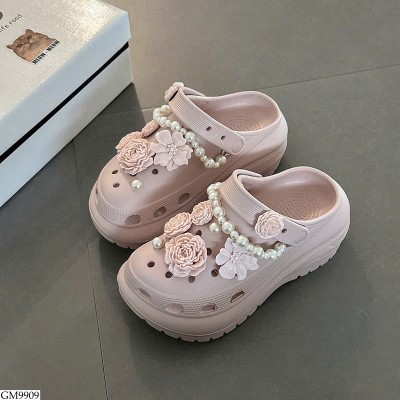 GM9909 SỤC CROCS ĐÍNH HOA CHO NỮ