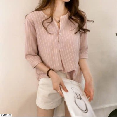 AM13168 ÁO SƠ MI TAY LỠ KHÔNG CỔ