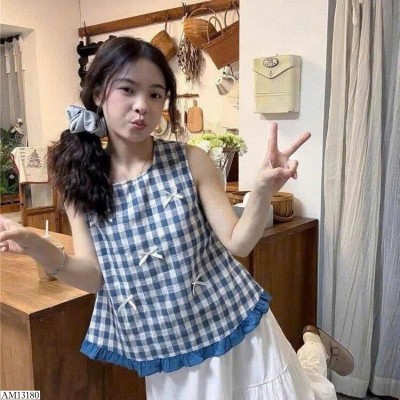 AM13180 ÁO SÁT NÁCH PHỐI  NƠ NỮ