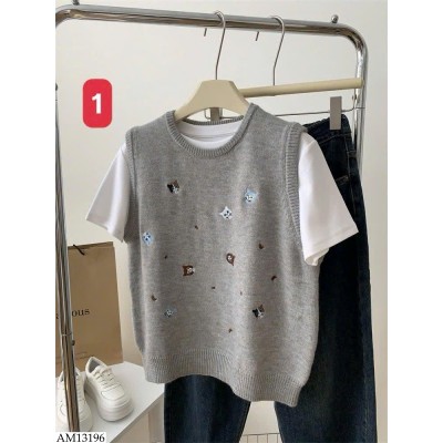 AM13196 ÁO GILE LEN THÊU HÌNH MÈO