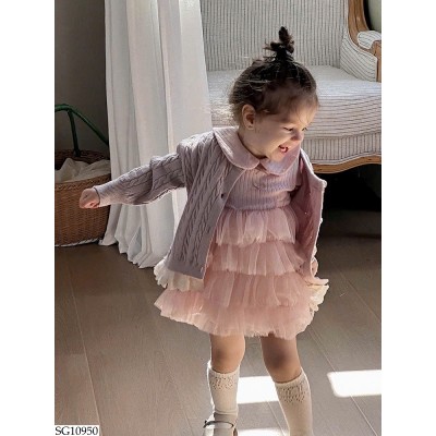 SG10950 SET VÁY TẦNG MIX ÁO CARDIGAN BG
