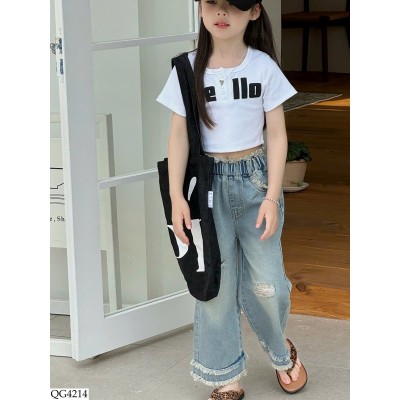 QG4214 QUẦN JEAN SUÔNG RÁCH BG