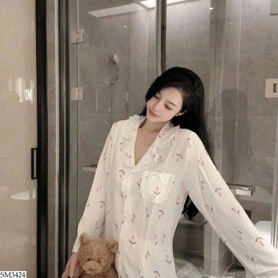 SM3424 BỘ PIZAMA DÀI TAY HOA TULIP