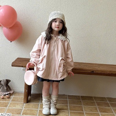 AG7162 ÁO KHOÁC GIÓ PHỐI CỔ CHO BÉ GÁI