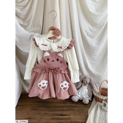 SG10962 SET ÁO DÀI TAY MIX VÁY MÈO BG