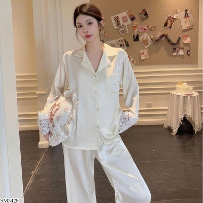 SM3428 BỘ NGỦ DÀI TAY LỤA BĂNG