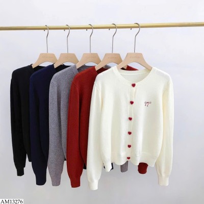 AM13276 ÁO CARDIGAN NƠ CÚC TIM CHO NỮ