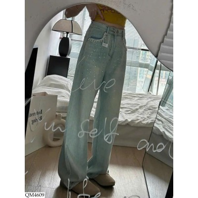 QM4609 QUẦN JEAN SUÔNG ĐÍNH ĐÁ CHO NỮ