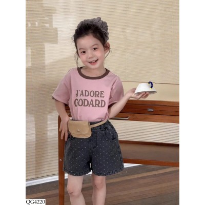 QG4220 QUẦN SHORT JEAN CHẤM BI BG