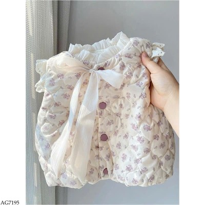 AG7195 ÁO KHOÁC GILE VIỀN BÈO HOA NHÍ CHO BÉ GÁI