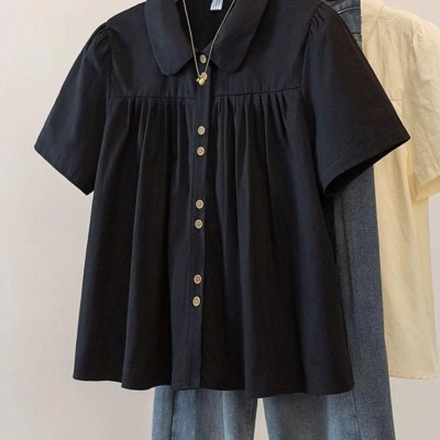 AM13282 ÁO SƠ MI NỮ TAY NGẮN DÁNG BABYDOLL