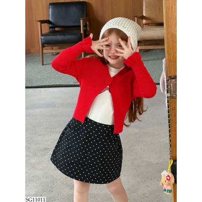 SG11011 ÁO KHOÁC CARDIGAN PHỐI CHÂN VÁY HÃNG AMBB