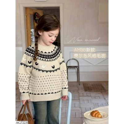 AG7223 ÁO LEN DỆT KIM HỌA TIẾT AMBB BG