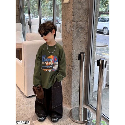 ST6205 SET ÁO DÀI TAY MIX QUẦN JEAN TAIRU