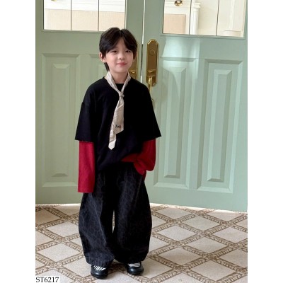 ST6217 SET ÁO ĐEN MIX QUẦN DA BEO BT
