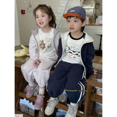 S2272 BỘ ÁO KHOÁC, QUẦN BO GẤU CHO BÉ