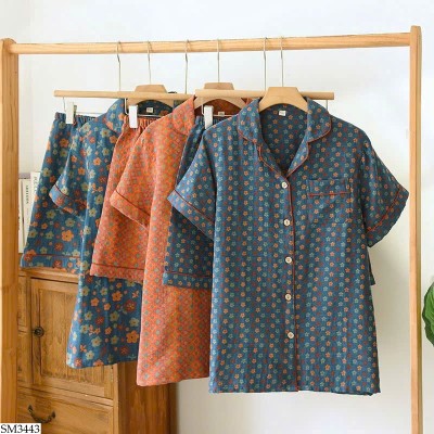 SM3443 BỘ PIJAMA CỘC TAY HỌA TIẾT NỮ