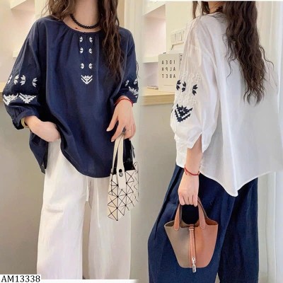 AM13338 ÁO SƠ MI THÊU CỔ TAY