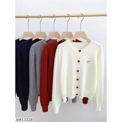 AM13328  ÁO CARDIGAN NƠ CÚC TIM CHO NỮ