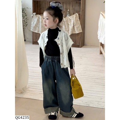 QG4235 QUẦN JEAN SUÔNG GẬP GẤU
