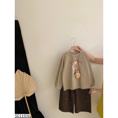 SG11036 SET ÁO LABUBU DÀI TAY MIX QUẦN DA BEO