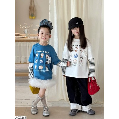 AG7263 ÁO THUN MÈO KITTY BG