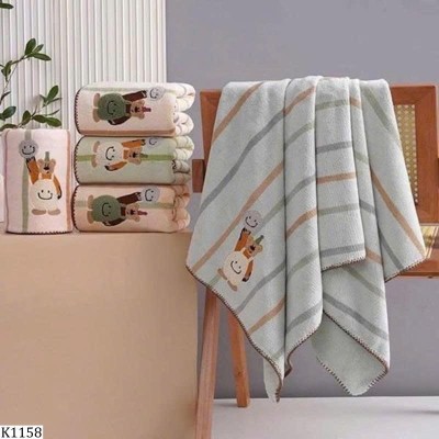 K1158  COMBO 2C KHĂN TẮM THÊU GẤU SZ ĐẠI 