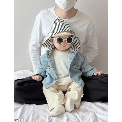 ST6229 SET BỘ ÁO KHOÁC BÒ + QUẦN DÁNG RỘNG CHO BÉ