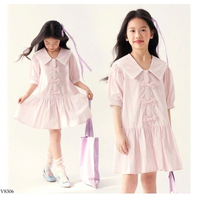 V8306 VÁY TAY LỠ PHỐI NƠ CHO BÉ GÁI