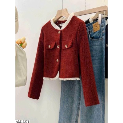AM13374 ÁO DẠ TWEED ĐỎ