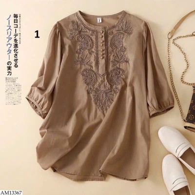 AM13367 ÁO TAY LỠ BO GẤU THÊU HOẠ TIẾT 