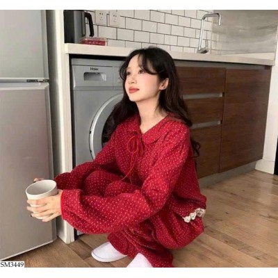 SM3449 BỘ NGỦ CHẤM BI DÀI TAY NỮ