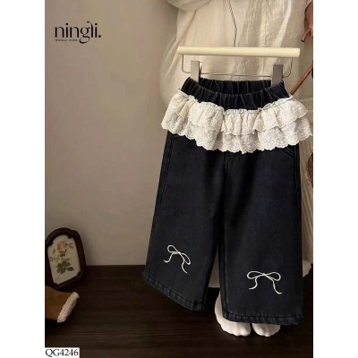 QG4246 QUẦN JEAN NƠ PHỐI REN NINGLI