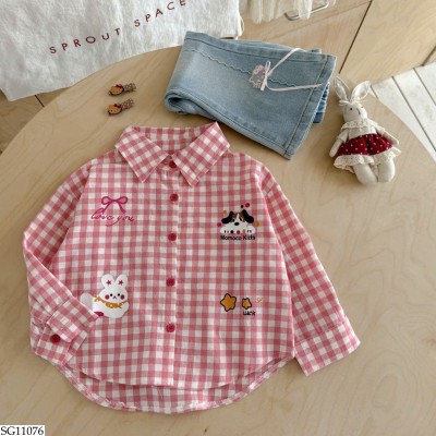 SG11076 SET ÁO SƠ MI KẺ MIX JEAN LOE NINGLI