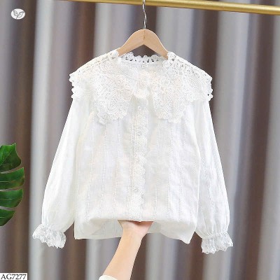AG7277 ÁO SƠ MI TRẮNG PHỐI REN BG