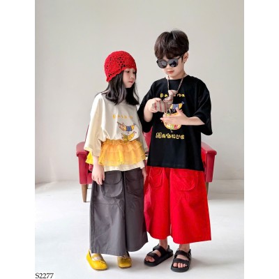 S2277 SET ÁO PHÔNG MIX QUẦN ỐNG RỘNG KUMAI.KIDS