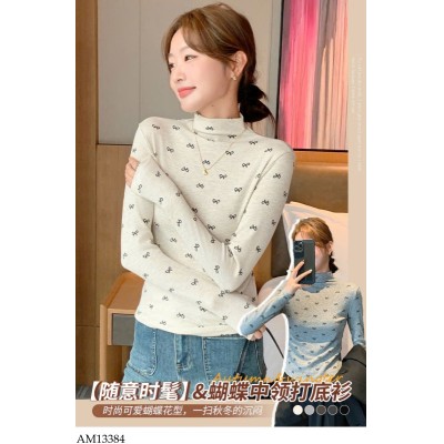 AM13384 ÁO NƠ DÀI TAY CỔ CAO NỮ